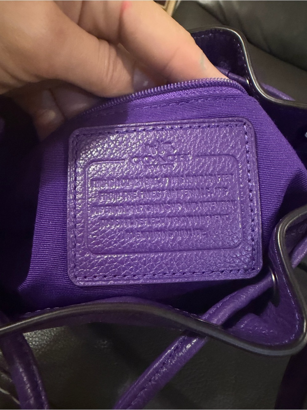 Coach Purple Pebbled Leather Drawstring Crossbody - Picture 9 of 12